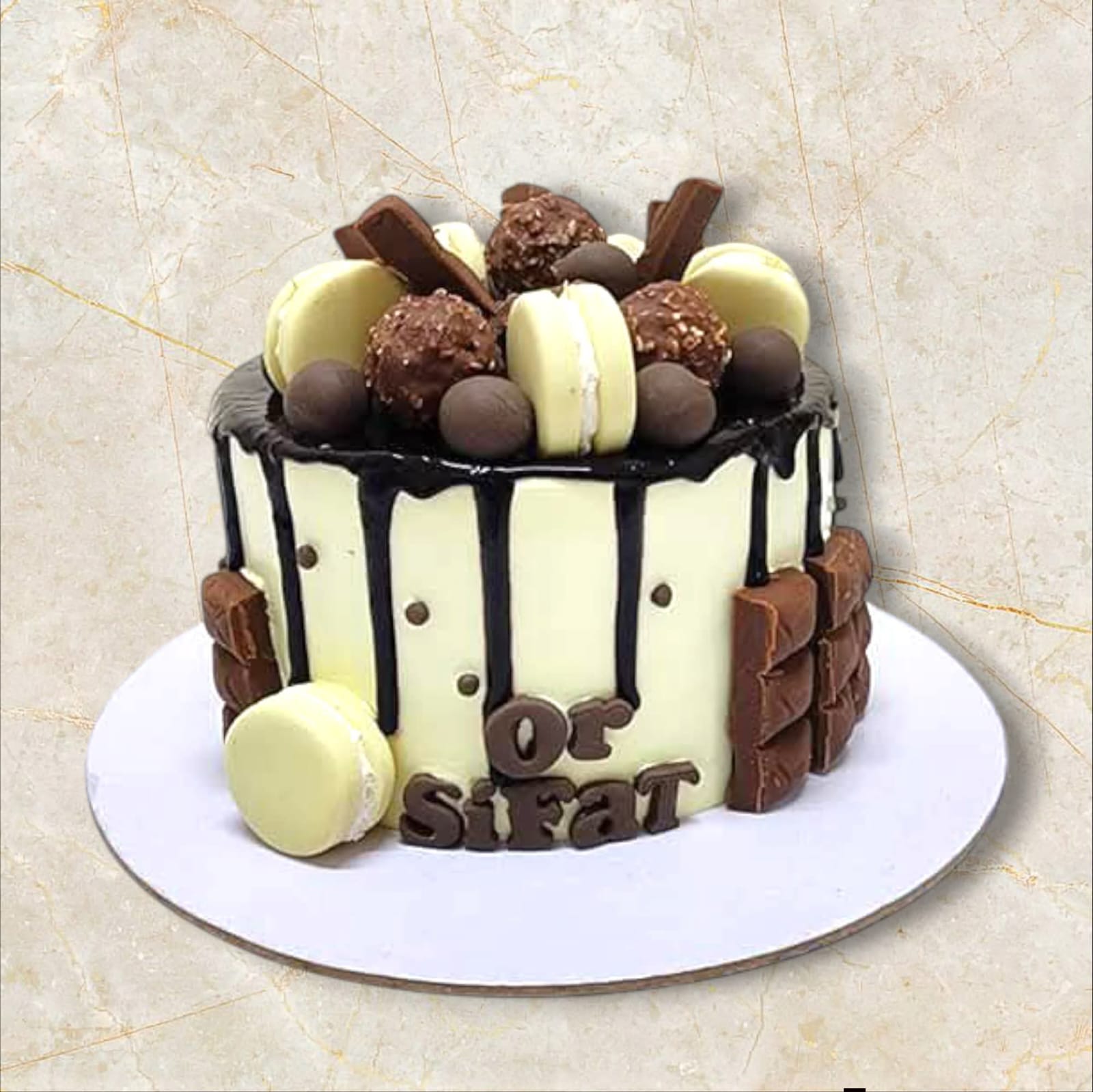 Chocolate Macaron Drip Cake (2 Pound)