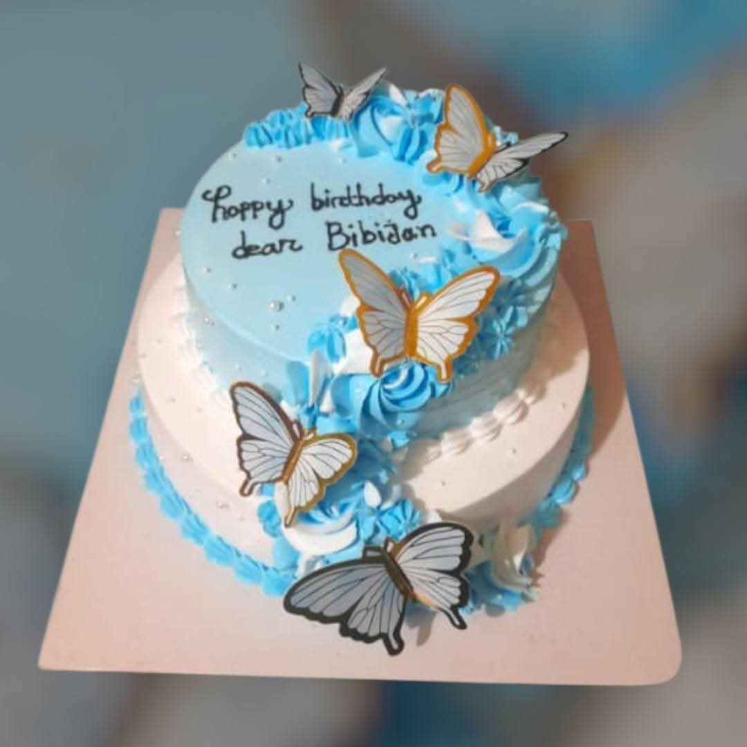 Butterfly Theme Vanilla Birthday Cake (3 Pound)